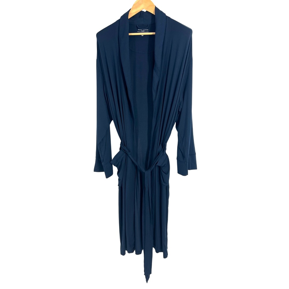 Daniel Buchler New York Navy Modal Silk Blend Robe Mens ML Shawl Collar Lounge